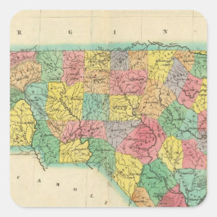Adesivo Quadrado Mapa de North Carolina