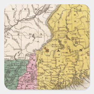 Adesivo Quadrado Mapa de Nova Inglaterra ou dos estados orientais