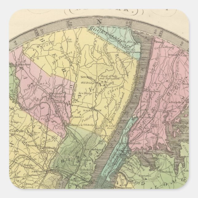 Adesivo Quadrado Mapa de Nova Iorque (Frente)