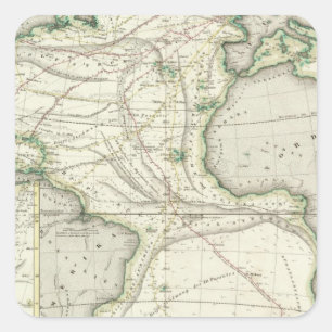 Adesivo Quadrado Mapa de Oceano Atlântico