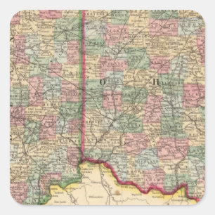 Adesivo Quadrado Mapa de Ohio, Indiana por Mitchell
