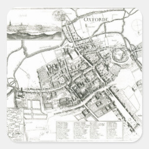 Adesivo Quadrado Mapa de Oxford, 1643