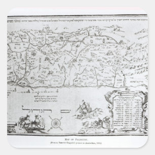 Adesivo Quadrado Mapa de Palestina, de um Hagadá do Passover