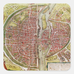 Adesivo Quadrado Mapa de Paris 'do terrarrum dos orbis de Civitates