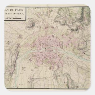 Adesivo Quadrado Mapa de Paris e do seu cerco