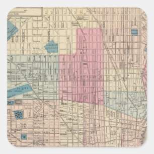 Adesivo Quadrado Mapa de Philadelphfia, Pensilvânia