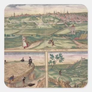 Adesivo Quadrado Mapa de Poitiers, de "Civitates Orbis Terrarum" b