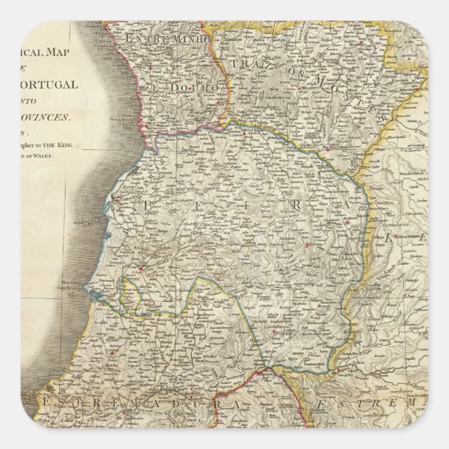 Adesivo Quadrado Mapa de Portugal (Frente)