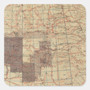 Adesivo Quadrado Mapa de progresso de 1876 dos Inquéritos Geográfic