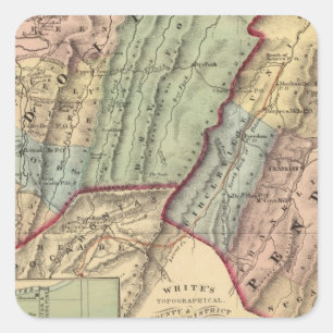 Adesivo Quadrado Mapa de Randolph, condados de Pendleton