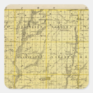 Adesivo Quadrado Mapa de Ringgold County, estado de Iowa