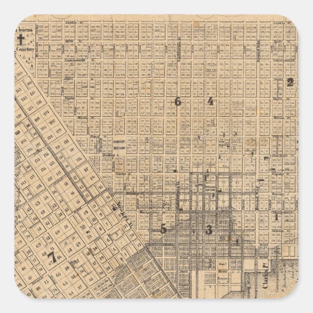 Adesivo Quadrado Mapa de São Francisco (Frente)