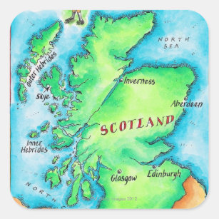 Adesivo Quadrado Mapa de Scotland