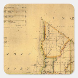 Adesivo Quadrado Mapa de Shelton e de Kensett do estado de Indiana
