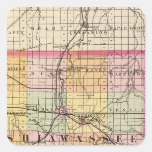 Adesivo Quadrado Mapa de Shiawassee County, Michigan