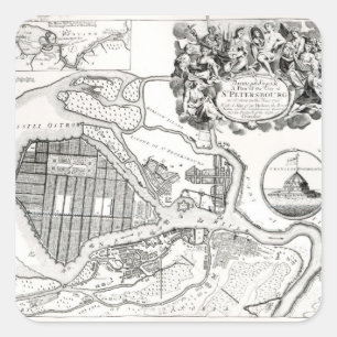 Adesivo Quadrado Mapa de St Petersburg