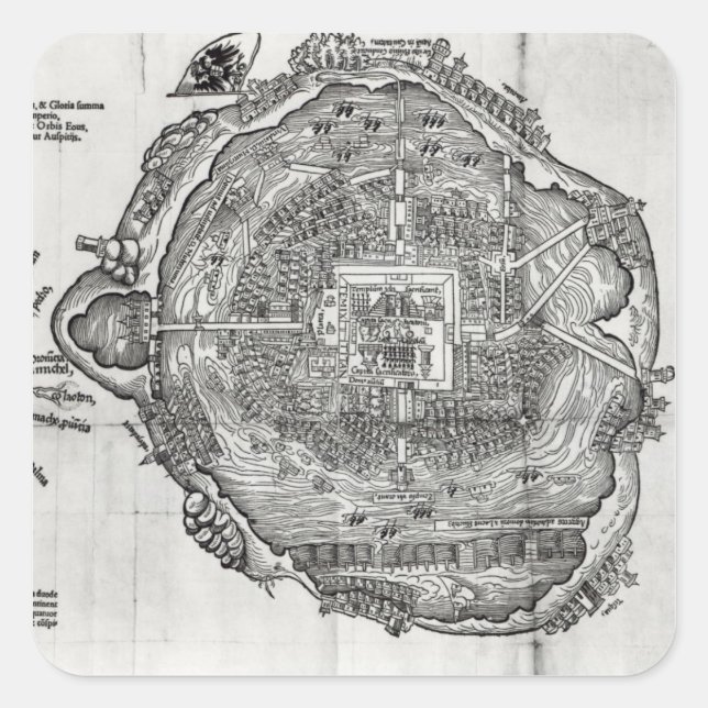 Adesivo Quadrado Mapa de Tenochtitlan (Frente)