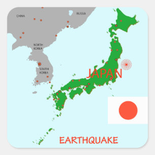 Adesivo Quadrado Mapa de Terremotos no Japão Atividade Sísmica