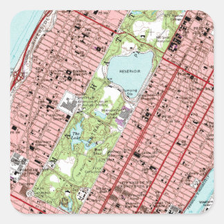 Adesivo Quadrado Mapa de Vintage do Nova Iorque do Central Park