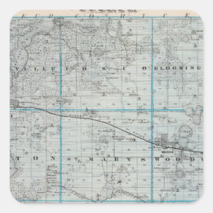 Adesivo Quadrado Mapa de Waseca County, Minnesota