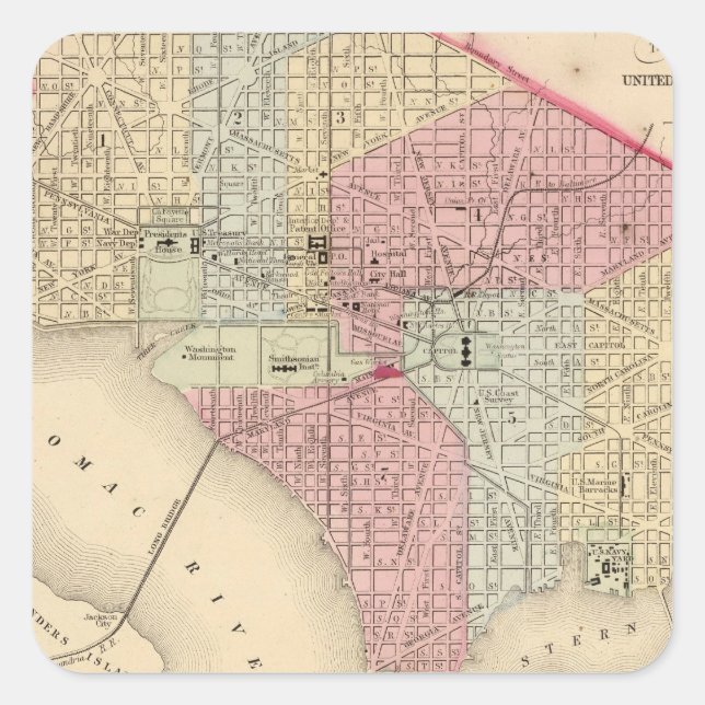 Adesivo Quadrado Mapa de Washington por Mitchell (Frente)