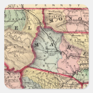 Adesivo Quadrado Mapa de Winfield, West Virginia