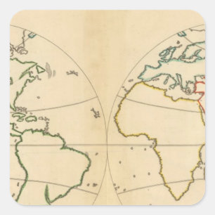 Adesivo Quadrado Mapa de Worlp com 5 zonas