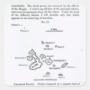 Adesivo Quadrado Mapa do arquipélago de Galápagos, 1844