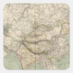 Adesivo Quadrado Mapa do atlas de Ásia que mostra divisões