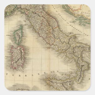 Adesivo Quadrado Mapa do atlas de Italia