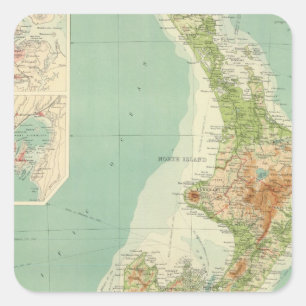 Adesivo Quadrado Mapa do atlas de Nova Zelândia