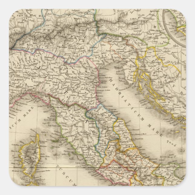 Adesivo Quadrado Mapa do Atlas de Roma (Frente)