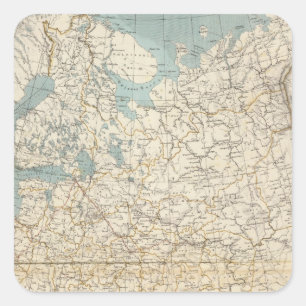 Adesivo Quadrado Mapa do atlas de Rússia e de Polônia