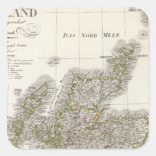 Adesivo Quadrado Mapa do atlas de Scotland