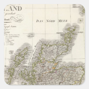 Adesivo Quadrado Mapa do atlas de Scotland