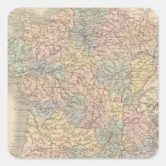 Adesivo Quadrado Mapa do Atlas France (Frente)