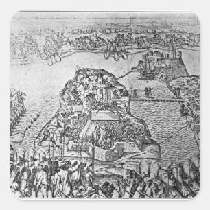Adesivo Quadrado Mapa do cerco de Malta em 1565