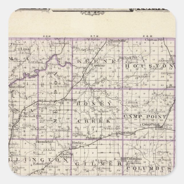 Adesivo Quadrado Mapa do Condado de Adams (Frente)