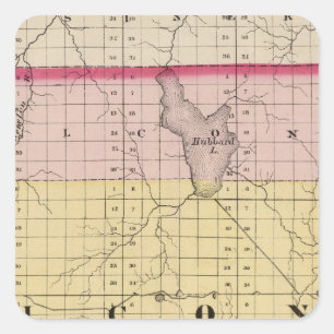 Adesivo Quadrado Mapa do Condado de Alcona, Michigan