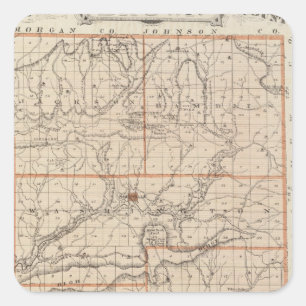 Adesivo Quadrado Mapa do Condado de Brown com plano de Nashville