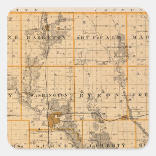 Adesivo Quadrado Mapa do Condado de Buchanan, Estado de Iowa