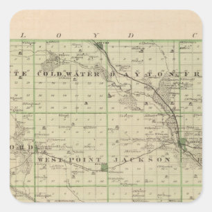 Adesivo Quadrado Mapa do Condado de Butler, Estado de Iowa