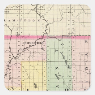 Adesivo Quadrado Mapa do Condado de Clare, Michigan