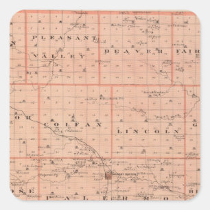 Adesivo Quadrado Mapa do Condado de Grundy, Estado de Iowa