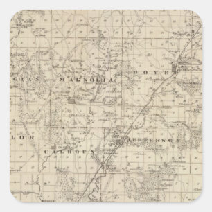 Adesivo Quadrado Mapa do Condado de Harrison, Estado de Iowa