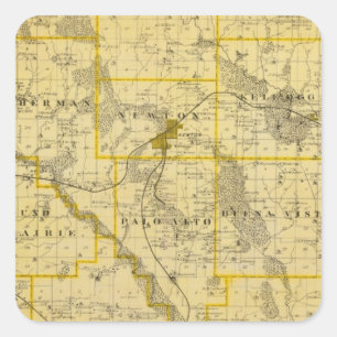Adesivo Quadrado Mapa do Condado de Jasper, Estado de Iowa