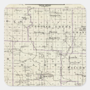 Adesivo Quadrado Mapa do condado de Jasper, Lawrenceville