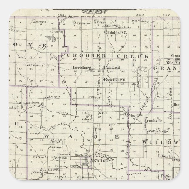 Adesivo Quadrado Mapa do condado de Jasper, Lawrenceville (Frente)