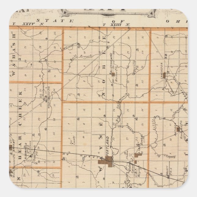 Adesivo Quadrado Mapa do Condado de Jay (Frente)