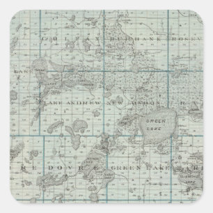 Adesivo Quadrado Mapa do Condado de Kandiyohi, Minnesota